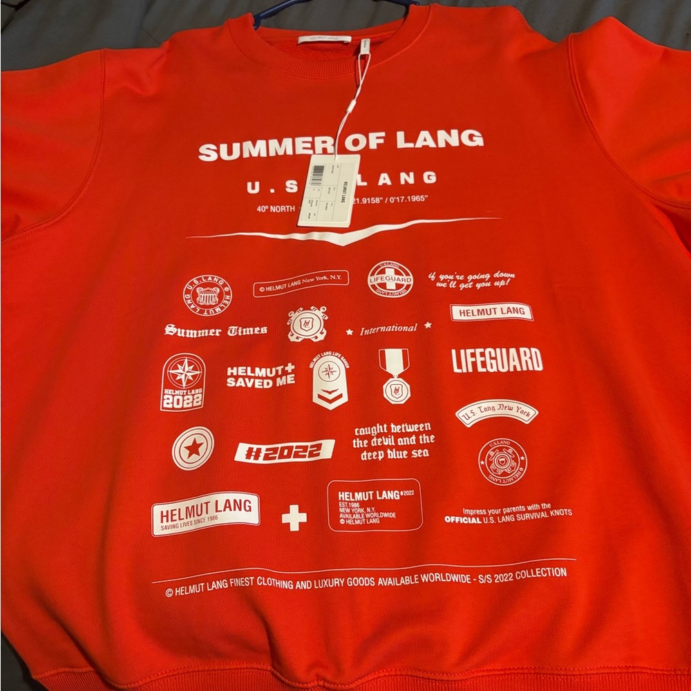 Helmut Lang Fiery Red Graphic Top